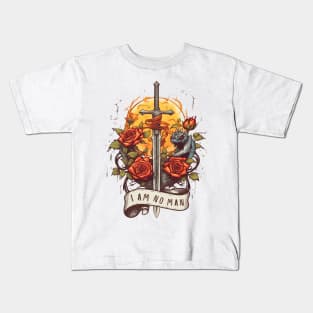 I am no man - Sword, Roses and Yellow Sun II - White - Fantasy Kids T-Shirt